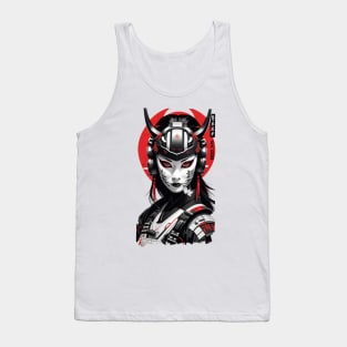 Japanese Samurai Woman - Ukiyo Cyber Style Tank Top